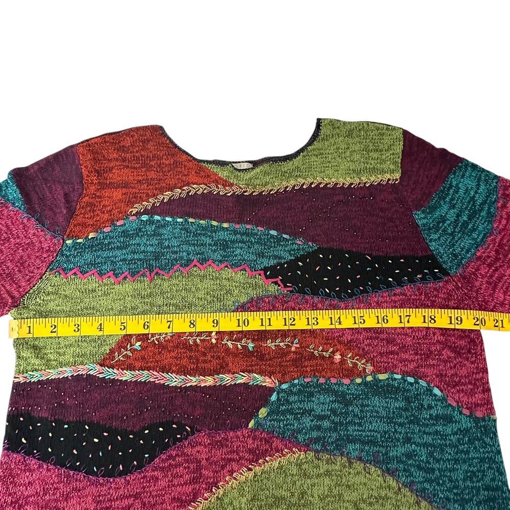 Vintage Sigrid Olsen Sport Silk Blend Patchwork Sweater (L) - Picture 8 of 11
